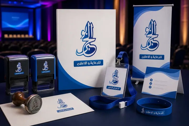 نماذج أختام وتجهيزات مطبوعة للمؤتمرات والفعاليات